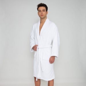Albornoz Hombre blanco – Oferta 2×1 – Bata 100% Algodón