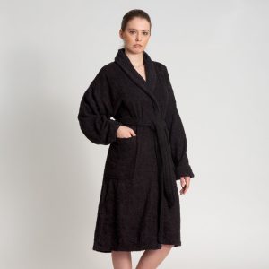 Albornoz Mujer negro – Oferta 2×1 – Bata 100% Algodón