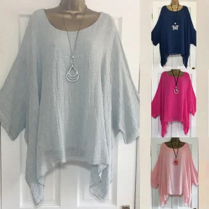 Blusa Oversize de Algodón y Lino (S-5XL)
