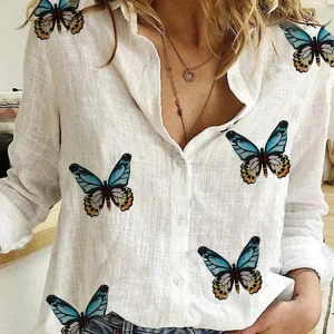 Camisa Vintage de Algodón S-5XL