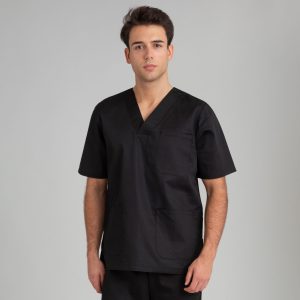 Casaca sanitario cuello de pico negro WORKO – OFERTA 2×1