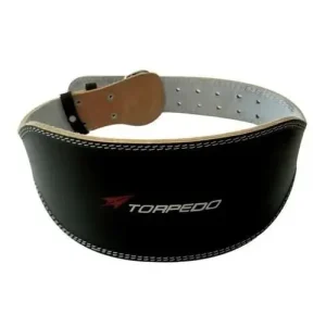 Cinturón Lumbar Pesas Cuero Negro Torpedo