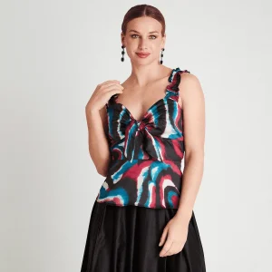 CROP TOP CUELLO V SATINADO LDP