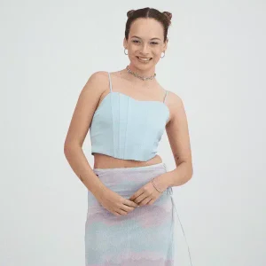 Corset Satinado Celeste Acuarela