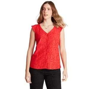 BLUSA SIN MANGAS DE BRODERIE ROJO LDP