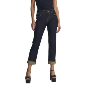 Jeans Mujer Recto Tiro Medio Raw Turn Up ELLUS