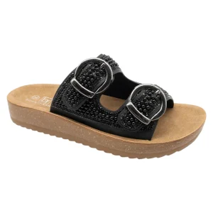 Sandalia Mujer Sintético Negro Doble Hebilla Bonny Franco