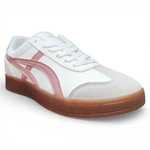 Zapatilla Mujer Blanca Urbana Detalle Rosado Everix