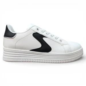 Zapatilla Mujer Blanca Plataforma Urbana Detalle Negro Everix